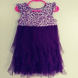 Purple Leopard Print & Ruffles Dress